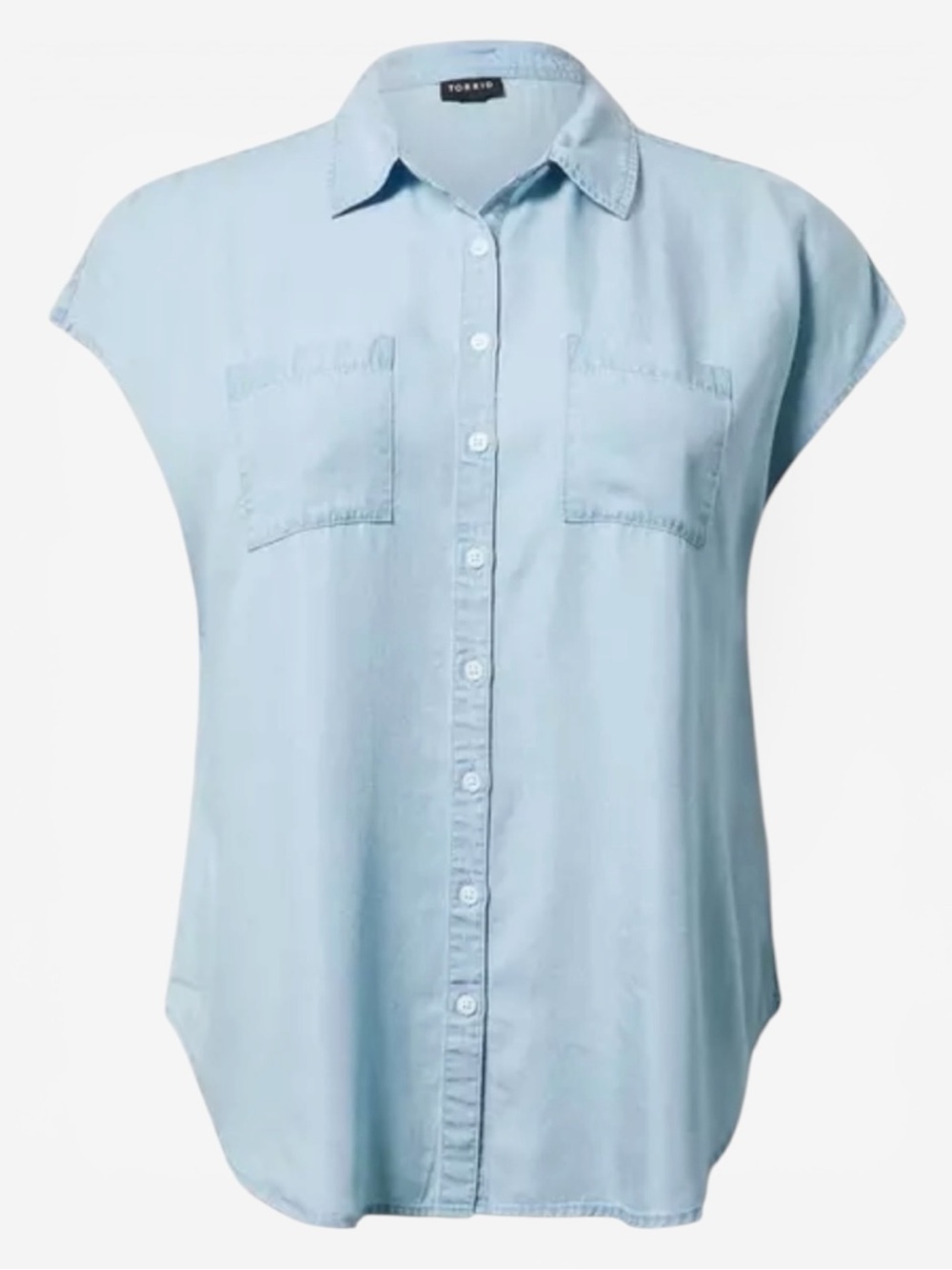 Torrid Chambray Button Up Dolman Shirt Light Blue Size 2X TENCEL